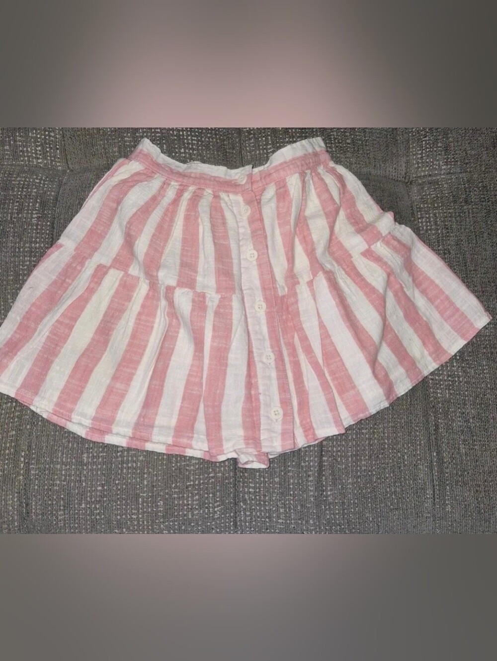 GAP Pink and White Striped Button-Front Mini Skirt